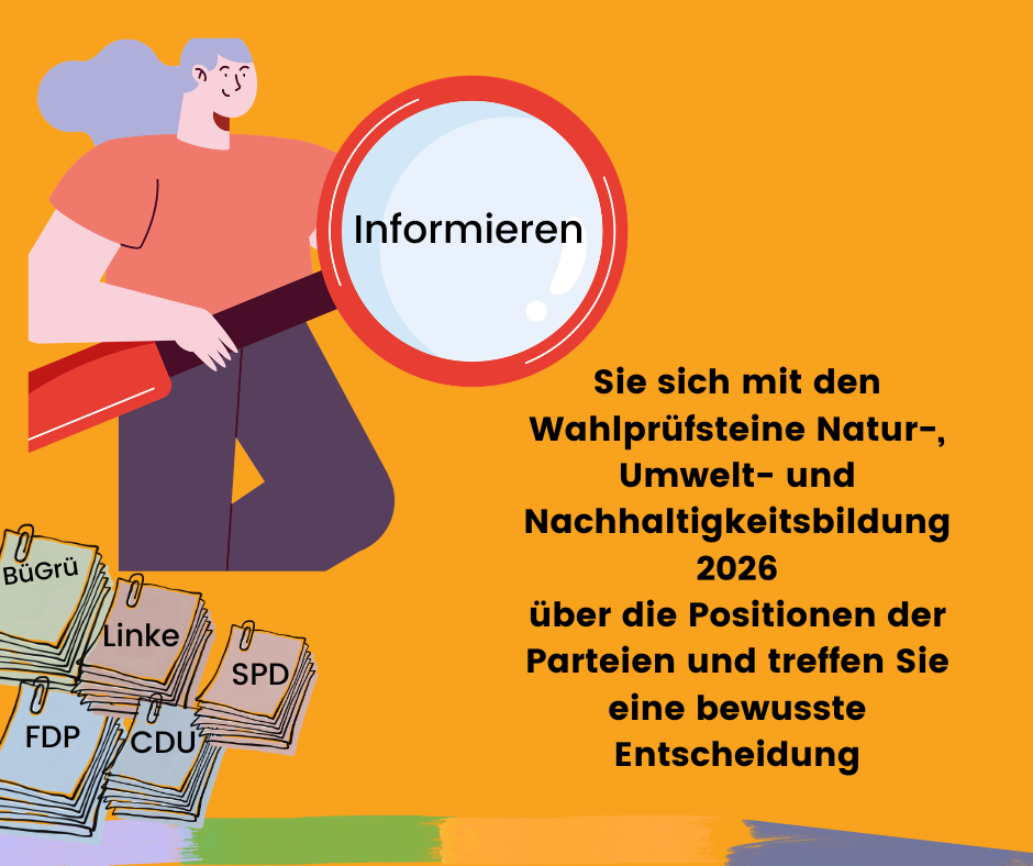 it ihren Wahlprüfsteinen zur Wahl zum Abgeordnetenhaus und der Bezirksverordnetenversammlung am 20. September 2026 richten die Koordinierungsstelle Natur-, Umwelt- und Nachhaltigkeitsbildung (NUN) und ihr NUN-Bildungsbeirat